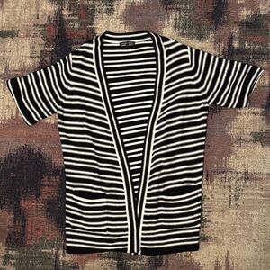 🔮 Black and White Striped Womens Cardigan